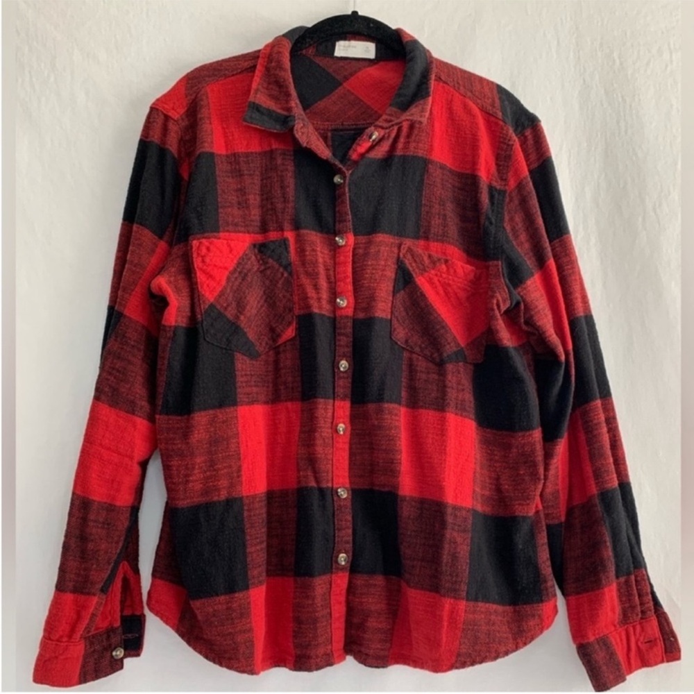 Maurice’s Womens Plaid Flannel Relaxed Fit Long Sleeve Button Down Shirt Size XL